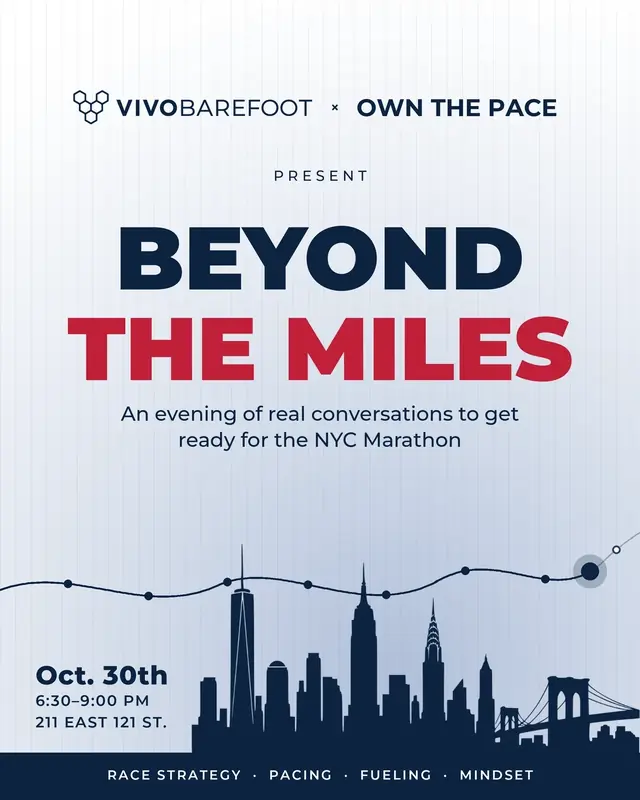 Flyer: Beyond the Miles, an evening to get ready for the NYC Marathon, October 30, 6:30 PM, 211 East 121st St